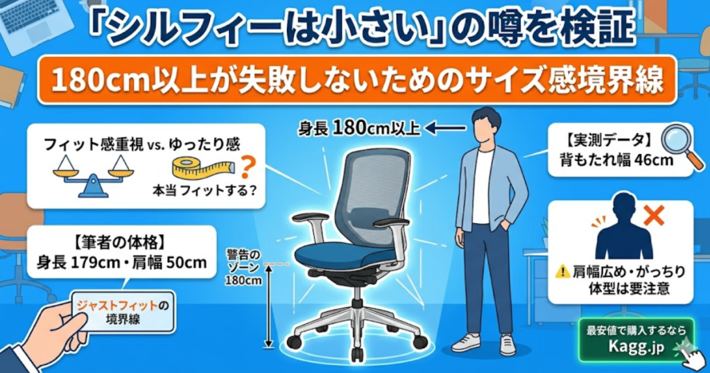 オカムラ「シルフィー」は小さい？身長180cm以上の人が失敗しないためのサイズ感とジャストフィットの境界線をまとめた図解