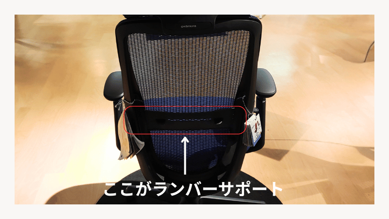 オカムラ シルフィー ランバーサポートありモデル 背もたれ写真