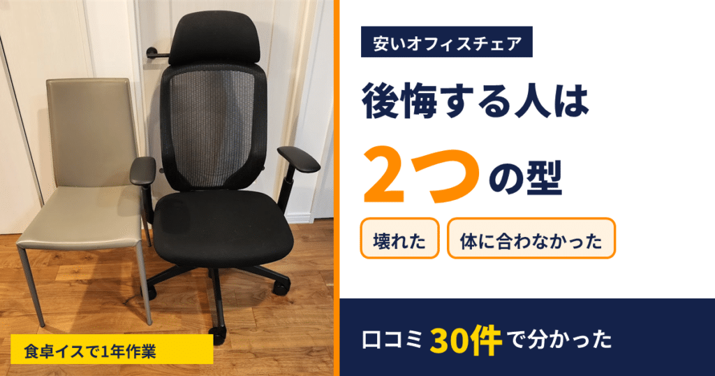 安いオフィスチェアで後悔する人は「壊れた」「体に合わなかった」の2つの型。口コミ30件で分かった